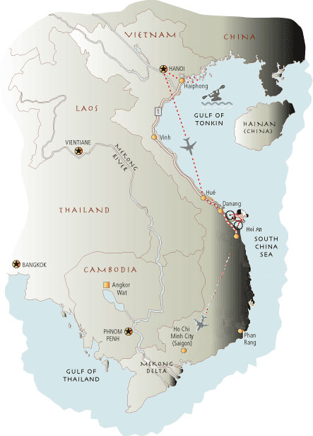 Vietnam Bicycling Tour Map