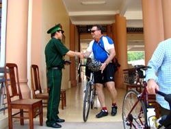 Crossing the border, Laos Cycling Tour