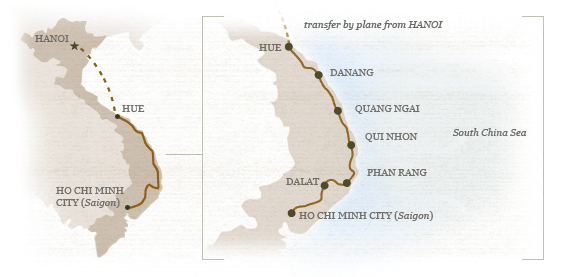 Vietnam Cycling Tour Map