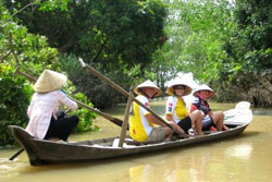 Boating on Mekong Delta Biking Tour
